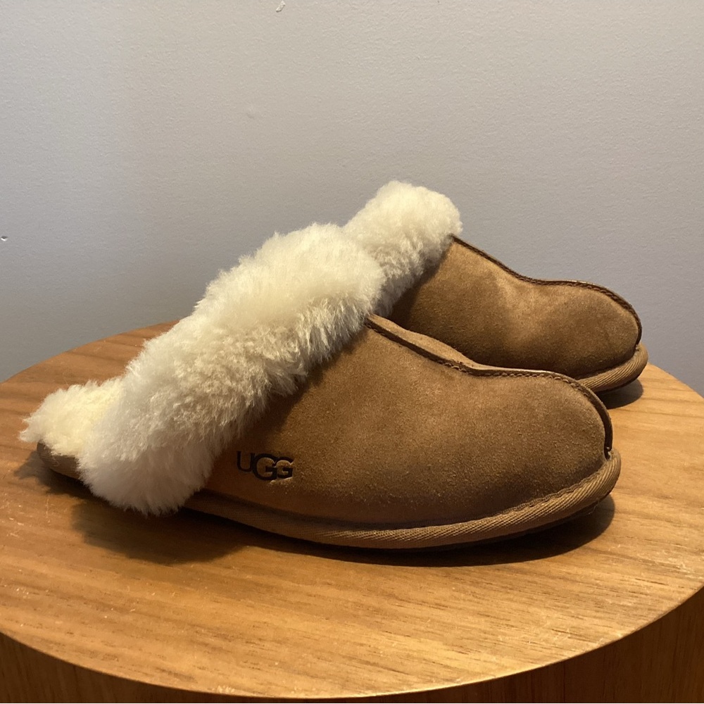 UGG chestnut Scuffette  Sheepskin Slippers(size 6)